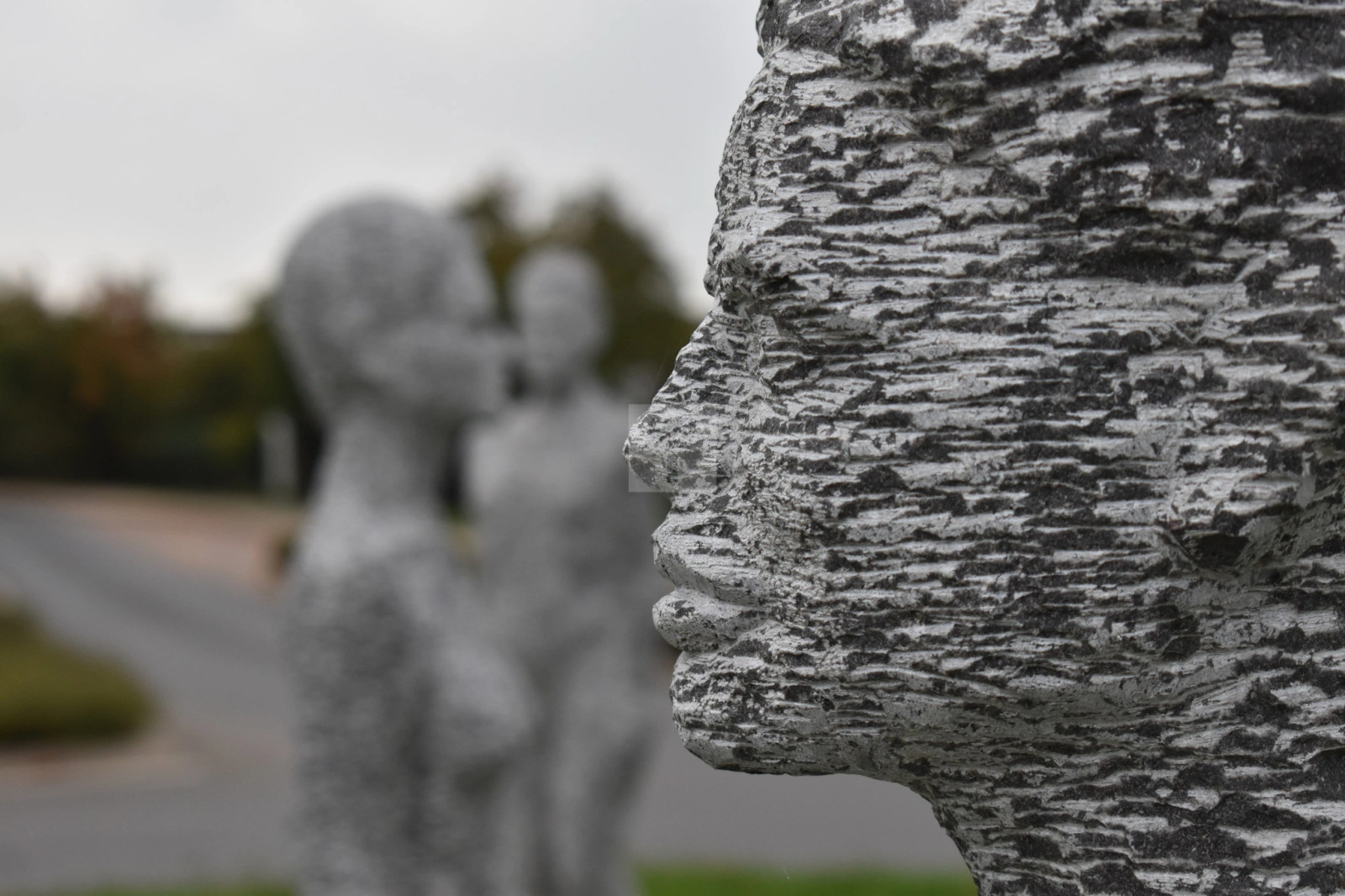 Bluestone face sculpture