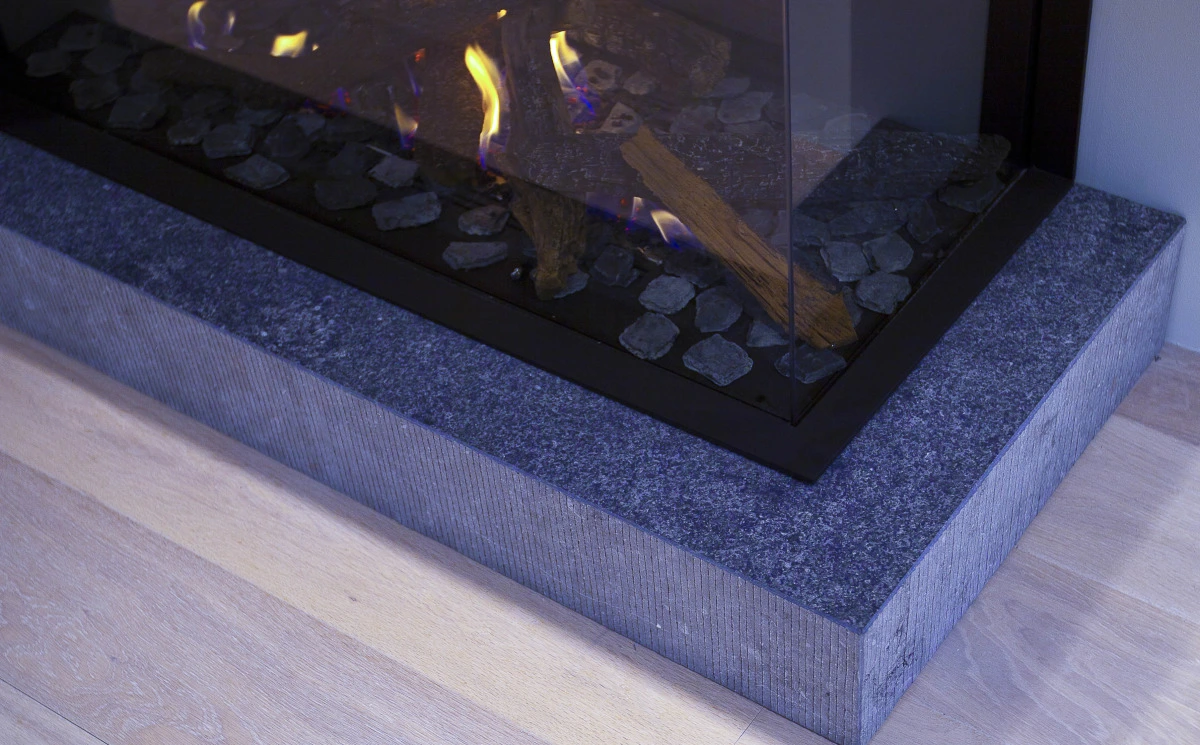 A bluestone fireplace